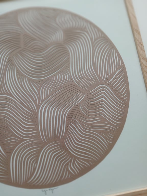 40x40cm, papercut, nougat, indrammet  (3)