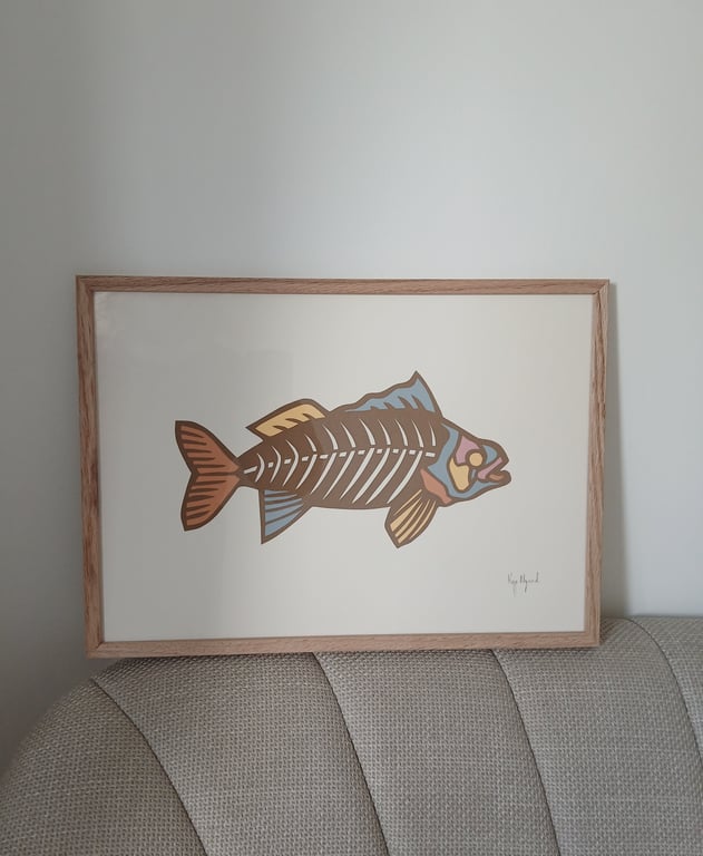 A3, indrammet papercut fisk  billede 3