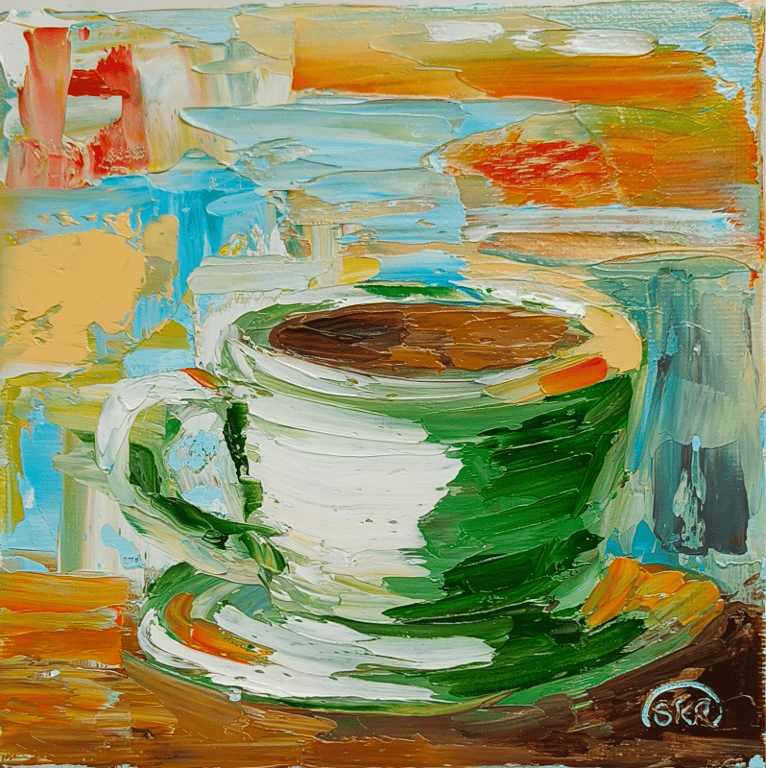 Abstrakt grøn kaffe kop. 15*15