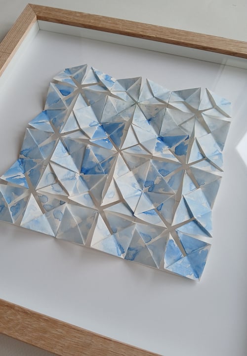 30x30cm unika akvarel, foldet papirværk. indrammet (3)