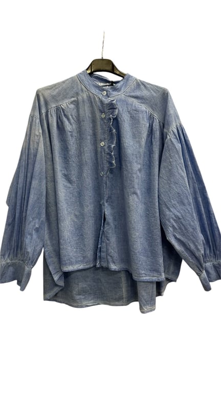 Nancy cotton shirt. Skye blue. Onesize 36-46. (2)