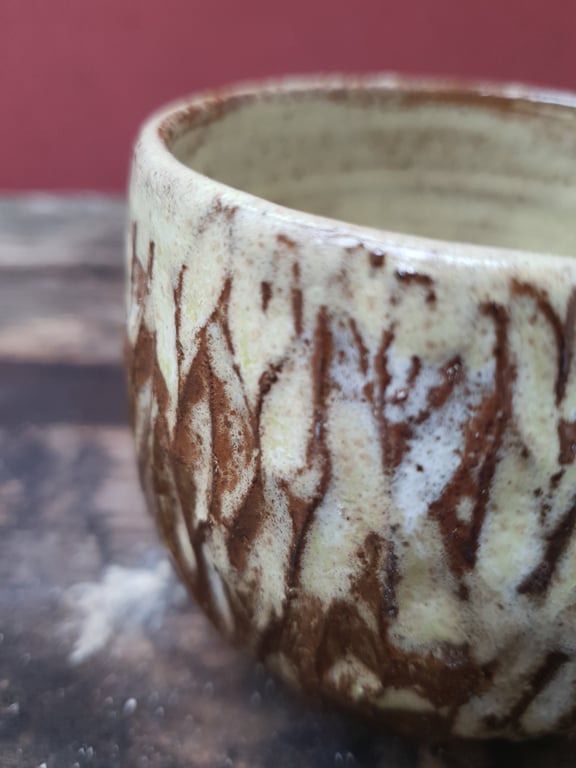 Grøn rustik kop med hank  billede 2