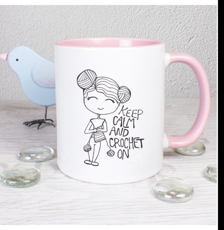 Krus: keep calm and crochet on Rosa  billede 2