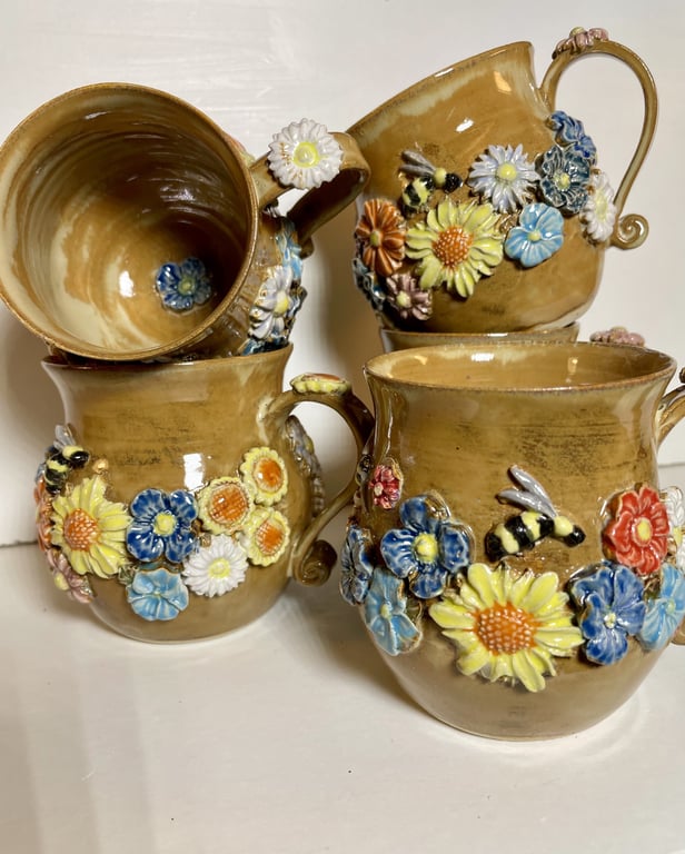 Keramik Krus - med blomster billede 2