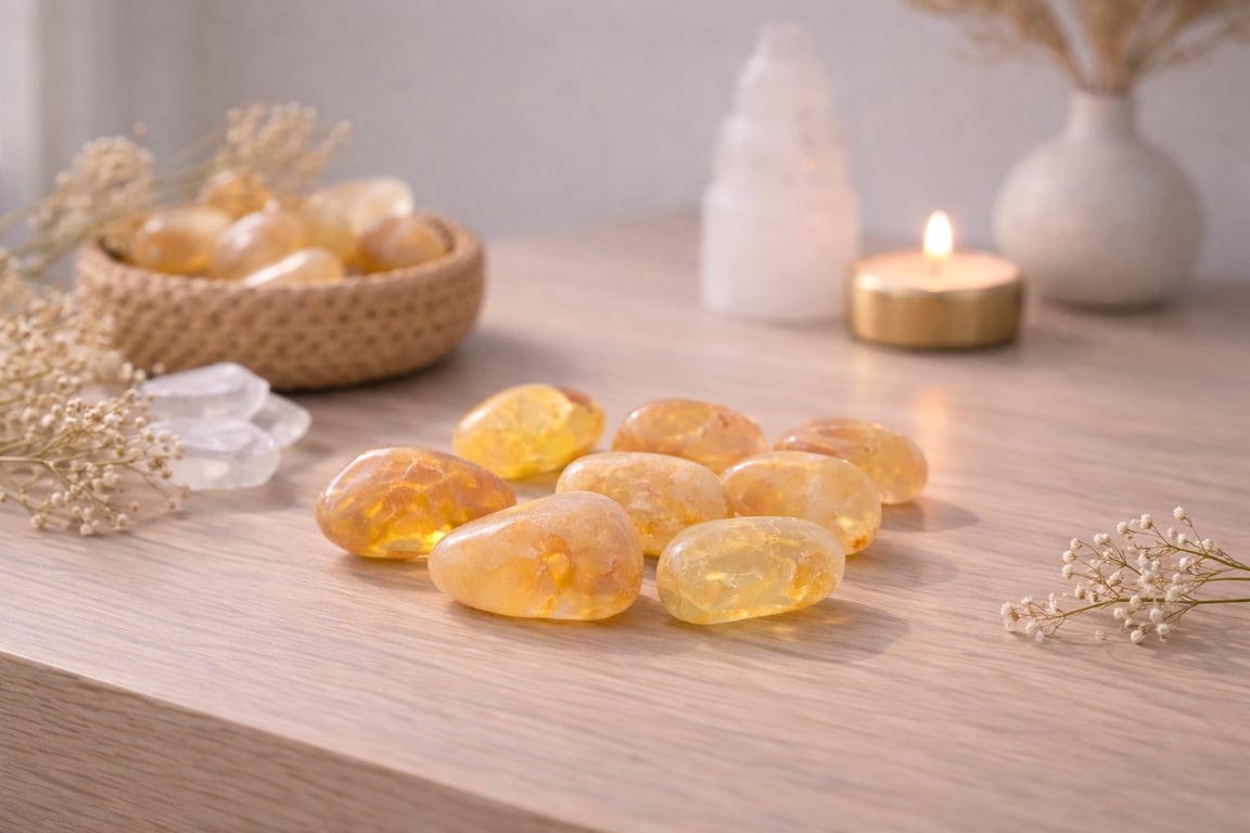 Citrin – Tromlet Krystal til Glæde &amp; Manifestation (3)