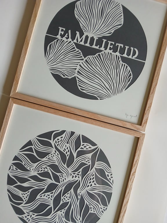 30x30cm papercut, antracit, indrammet  (3)