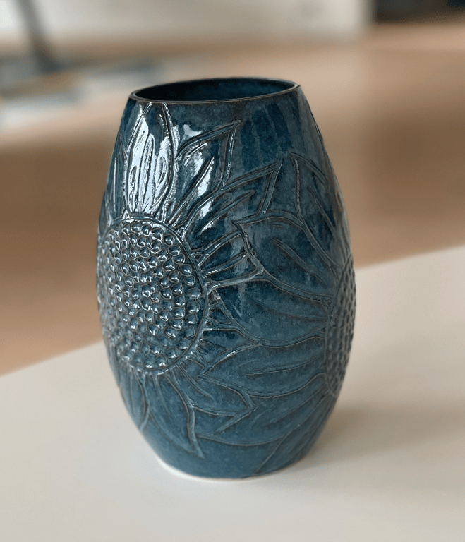 Solsikkevase, havblå - 18 cm billede 2