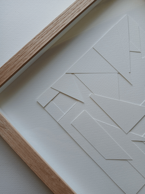 30x30 cm papirværk, hvid, indrammet (3)