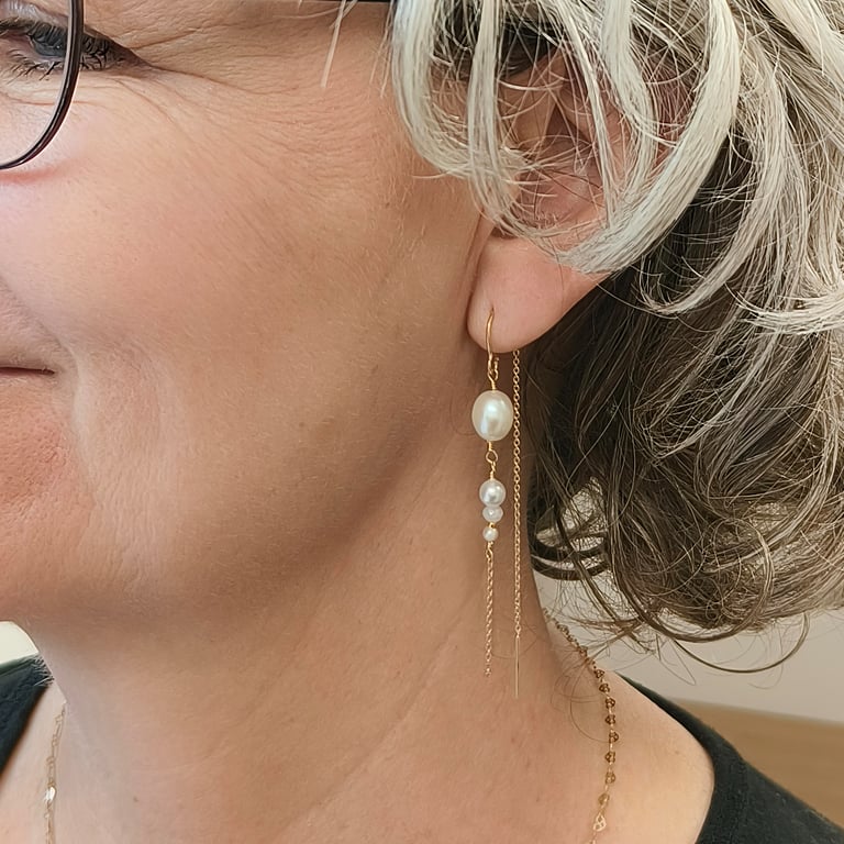 Guldlok øreringe - ferskvandsperler billede 3