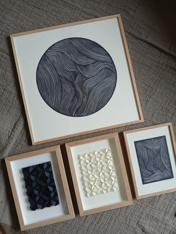 50x50cm papercut, Marineblå, Indrammet (3)