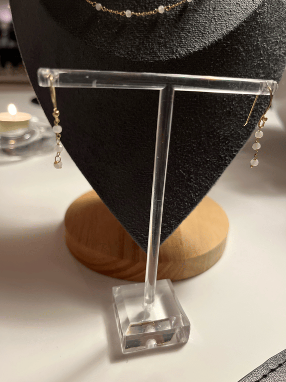 Gyldne sølv øreringe med facetslibet Rosa Quartz  billede 2