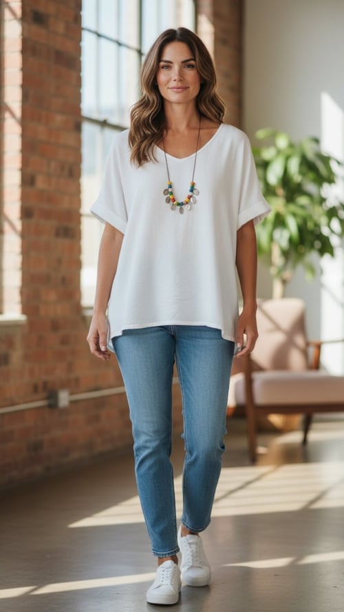 Tine basic T-shirt, Creme. Onesize i 36-46. (2)