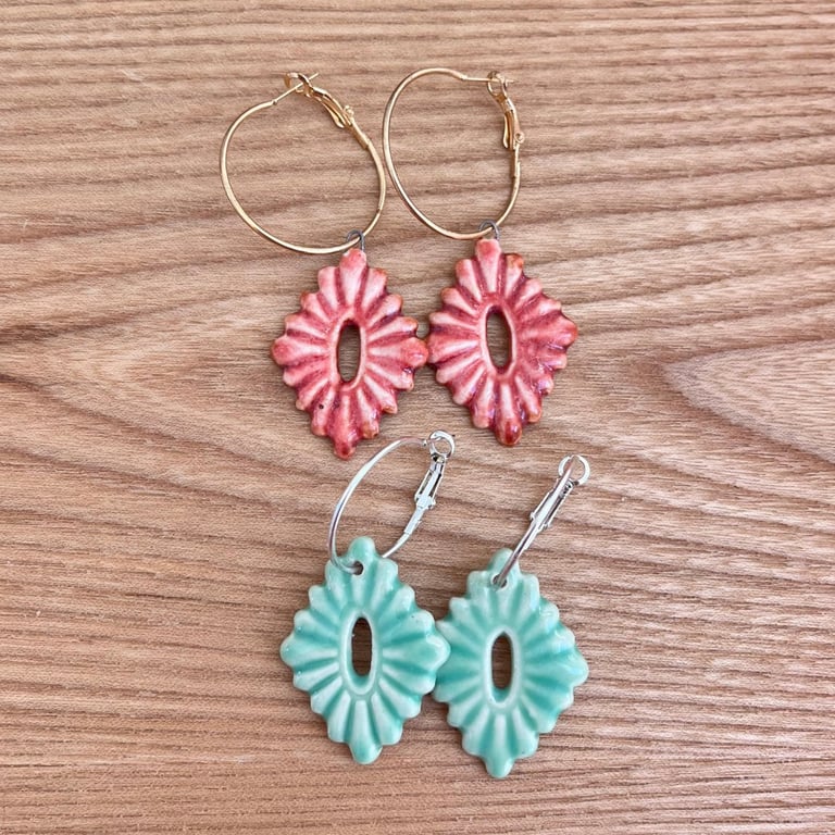 Brændt rød - øreringe billede 4