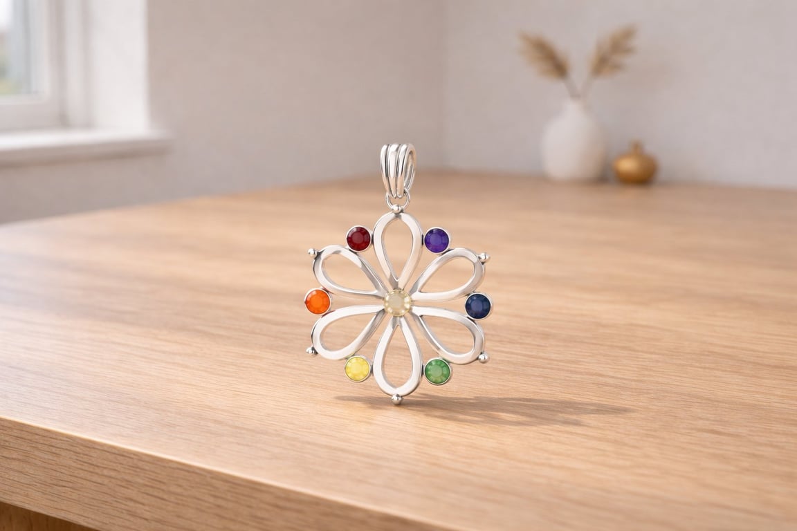 Chakra Blomster Vedhæng – Sølvbelagt