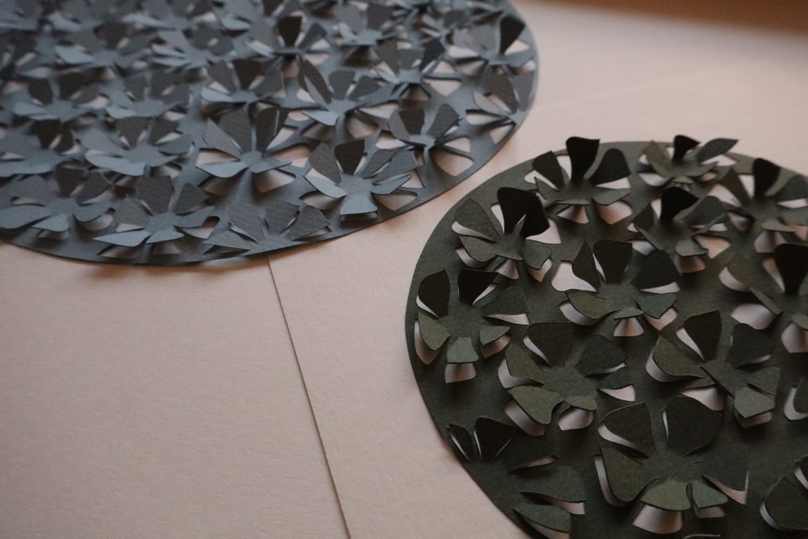 30x30cm 3D papercut, dueblå, Indrammet  (3)