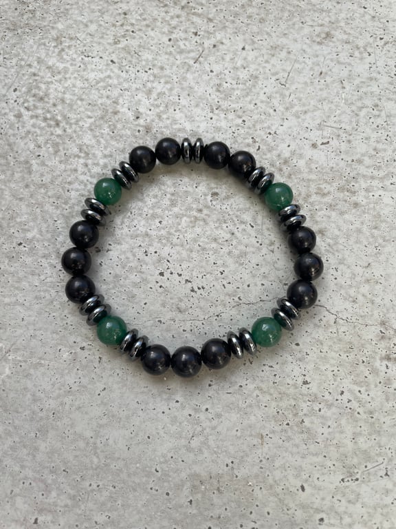 Shungit med grøn Aventurin og sort Hæmatit - Kvalitet A billede 2