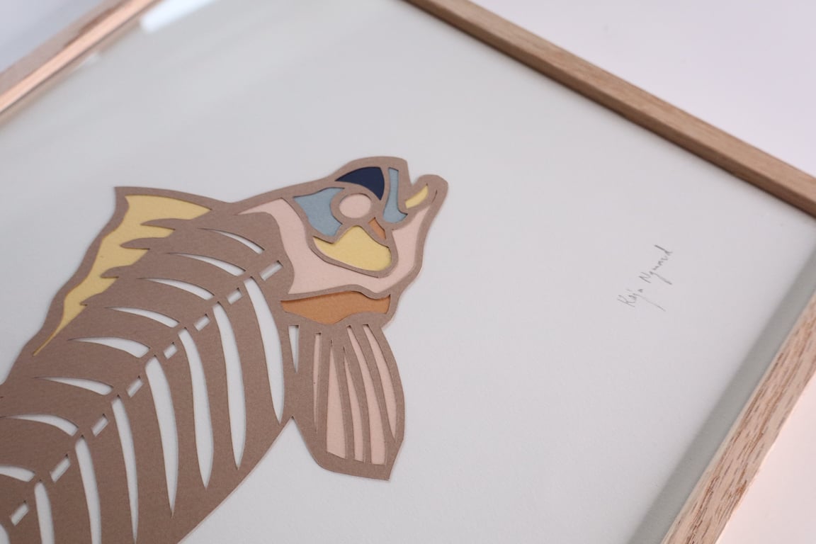 A3, indrammet papercut fisk (3)