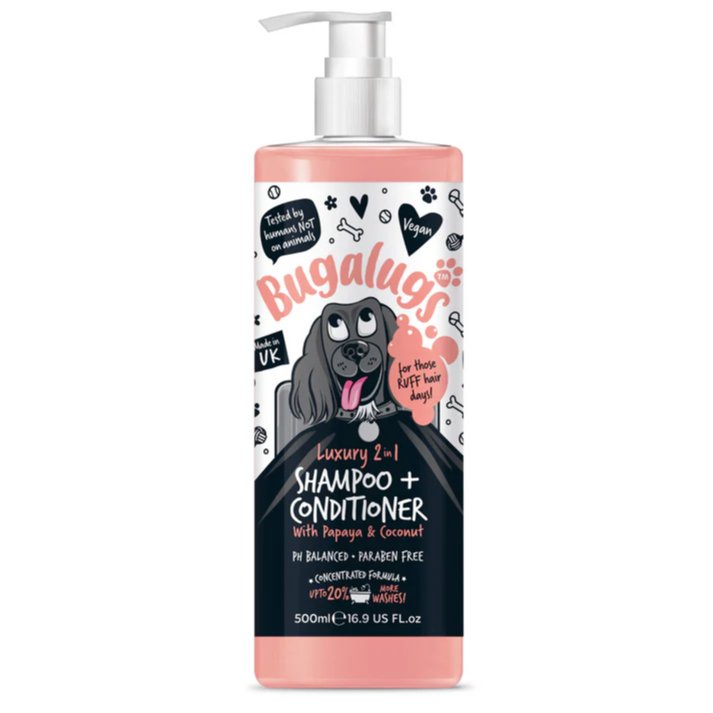 Bugalugs 2-i-1 Shampoo og Balsam med Papaya &amp; Kokos (500ml)