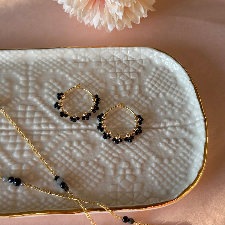 ØRERING EVA SORT AGAT billede 2