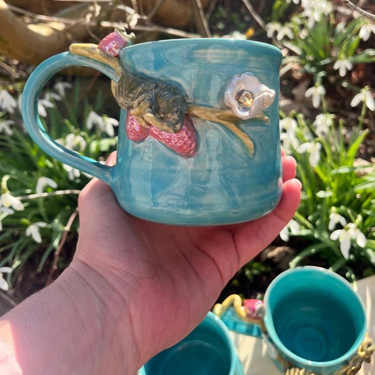 Overflod – håndlavet keramik krus med guld &amp; MOP billede 4