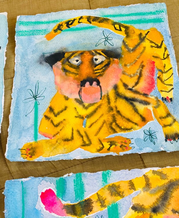 Kollektion på 4 -spirrevip tigere (3)