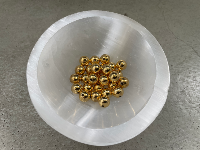 Glat perle 8 mm - 24k guld forgyldt Sterlingsølv billede 3