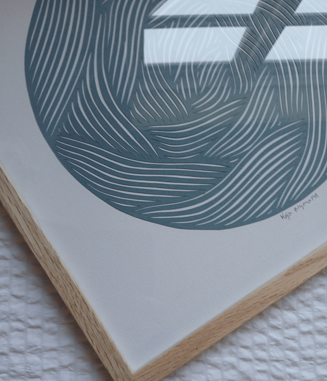 30x30cm papercut, dueblå, indrammet  (2)