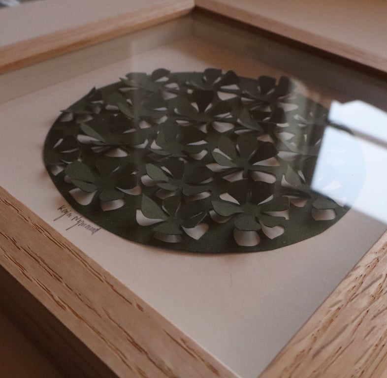 20x20cm 3D papercut, skovgrøn, indrammet  (3)