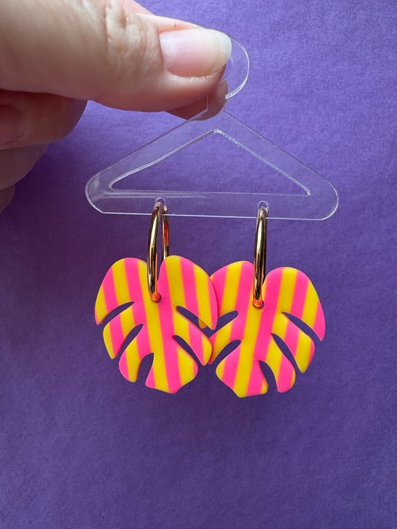 Gule/pink stribede monstera 