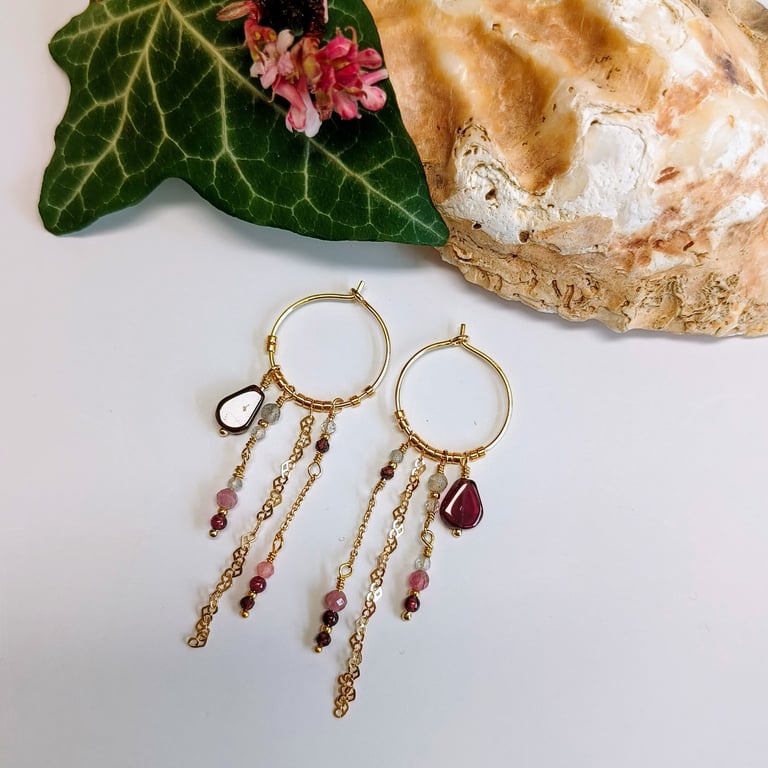 Snedronningen - øreringe lyserød/wine