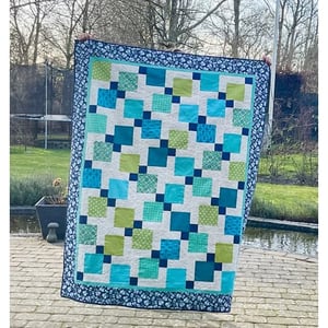 Romantisk sommer patchwork tæppe  – produktbillede