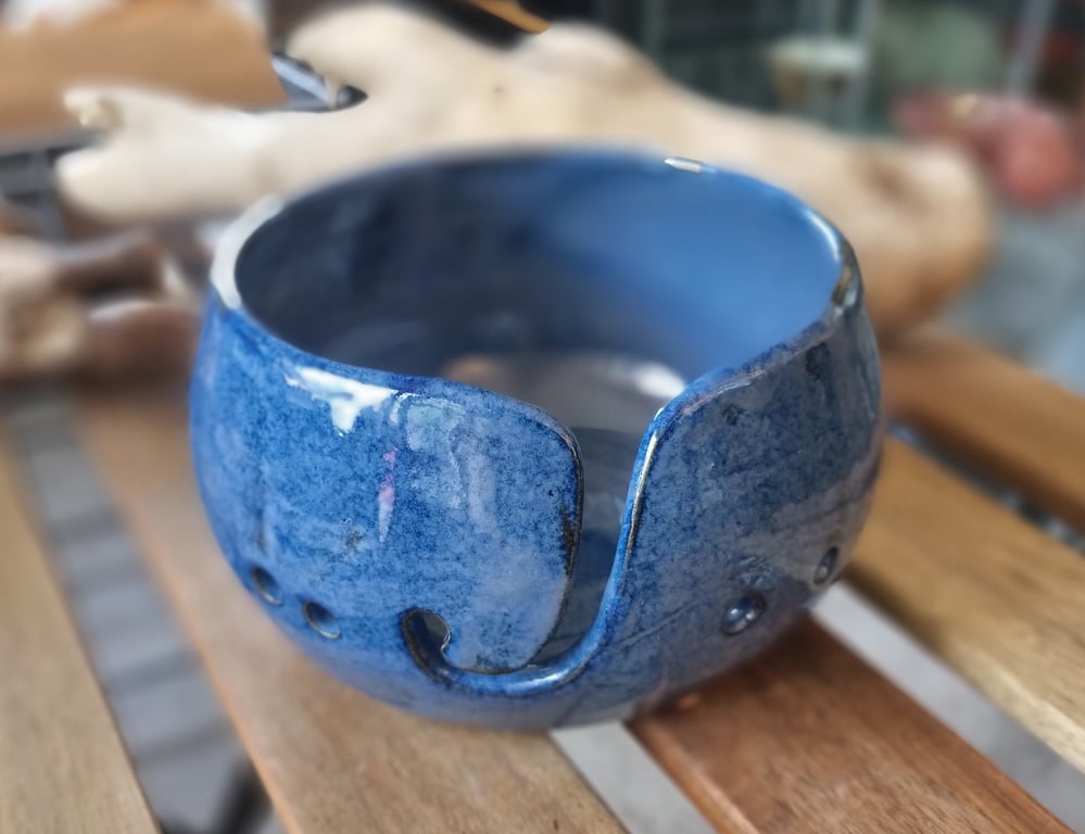 Strikkeskål Blå. Diameter 16 cm