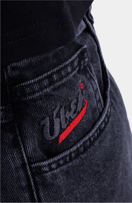 ÜBER Skateboards, Baggy Shorts, Black Denim, Str. S (3)