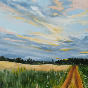 Markvej i solnedgang 20*20 – produktbillede