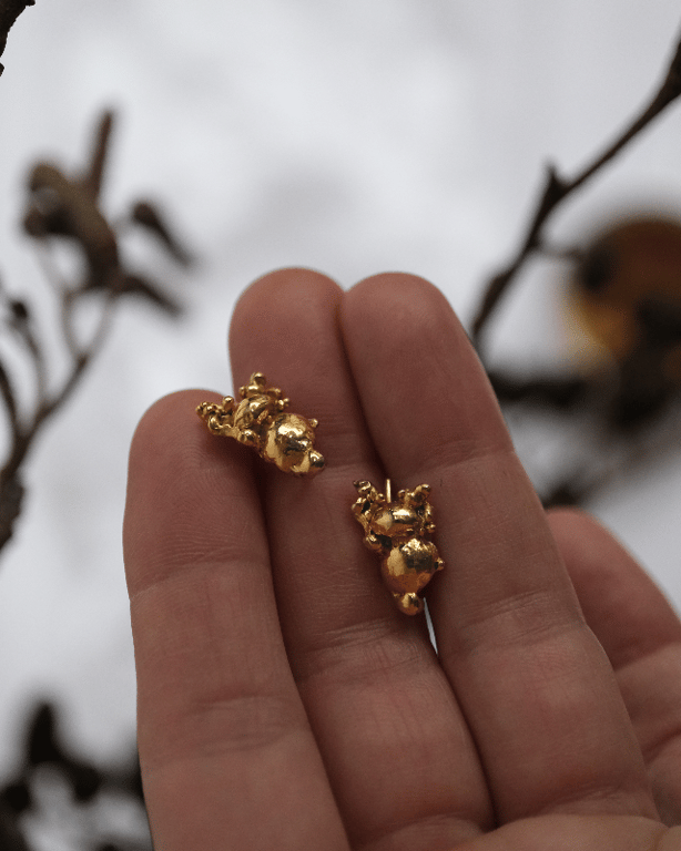 Inel Bubble Bug Crawler Earrings Gold Plated Silver billede 3