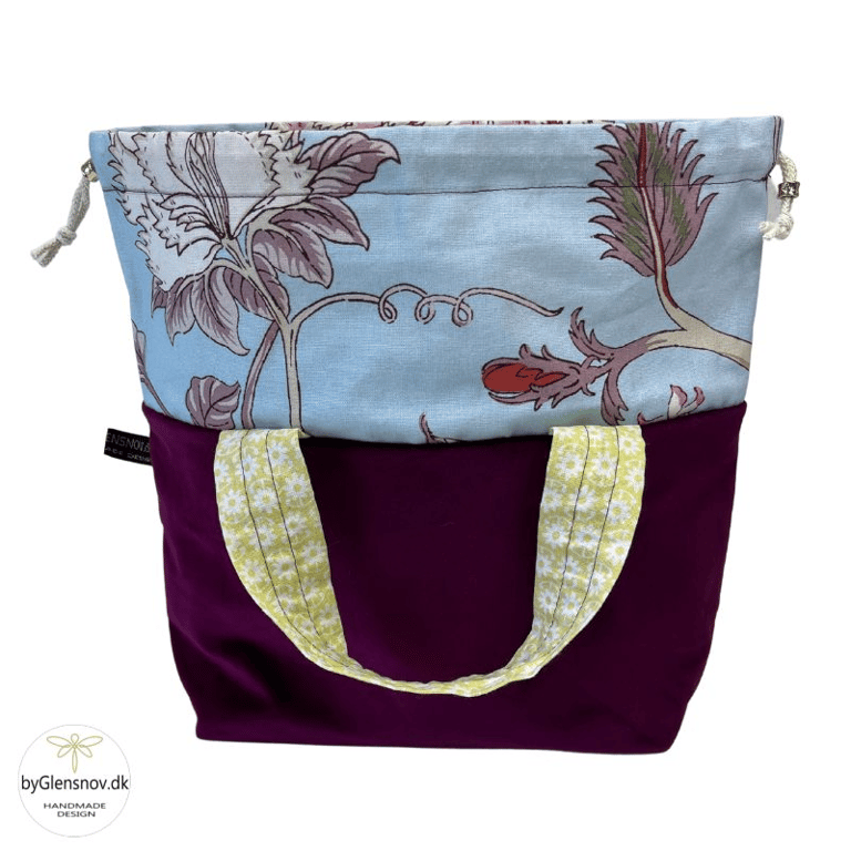 Strikkeprojekt taske - Velour Fuchsia/Storblomst billede 3
