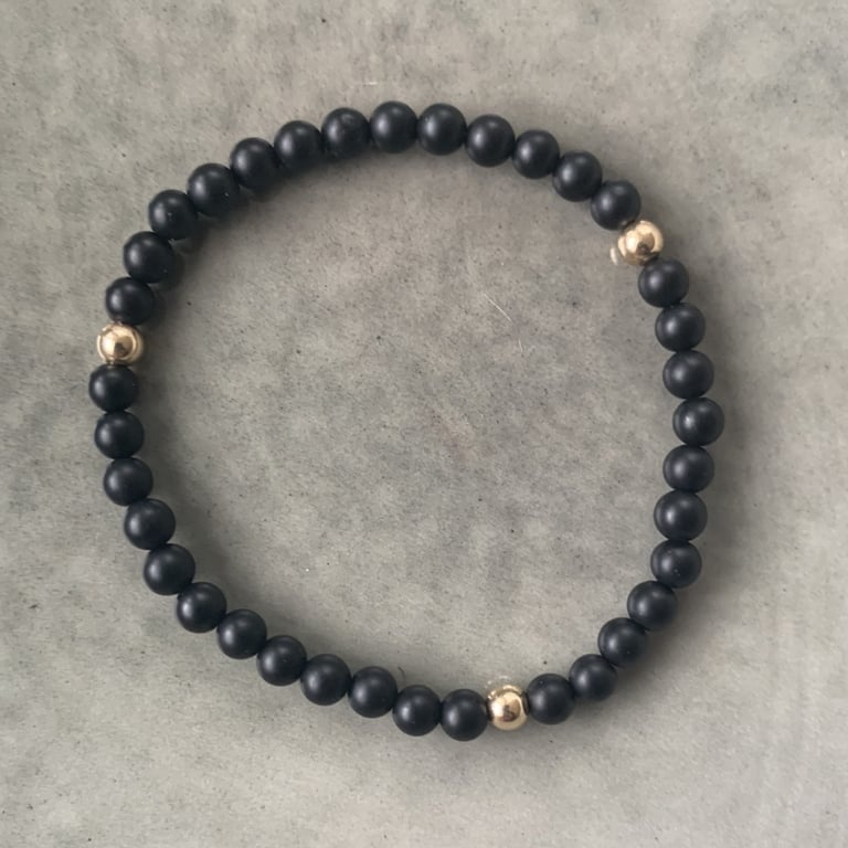 Sort agat armbånd 4mm