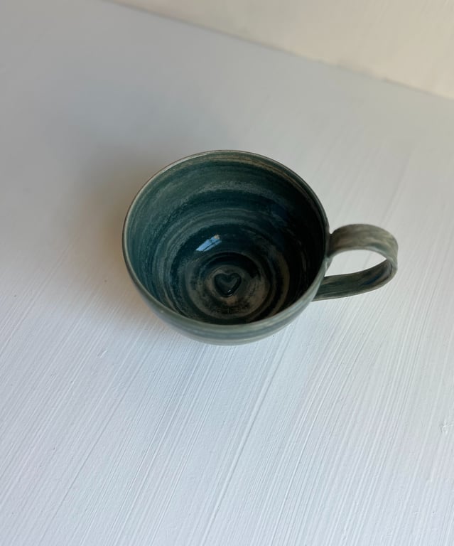 Swirly kop i flaskegrøn med hank billede 2