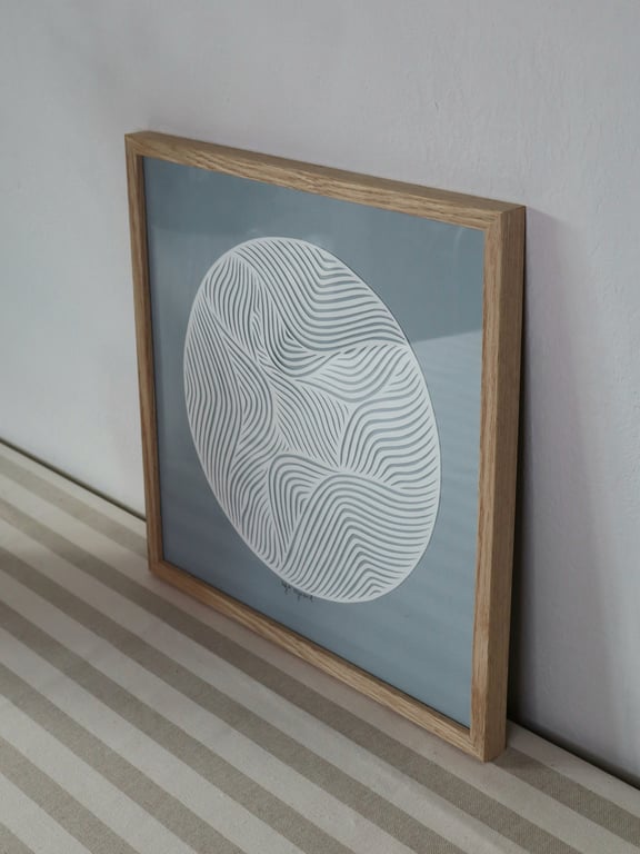 30x30cm papercut, dueblå. indrammet  (3)