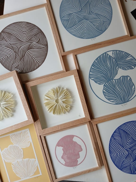 20x20cm relief papirværk, indrammet  (3)