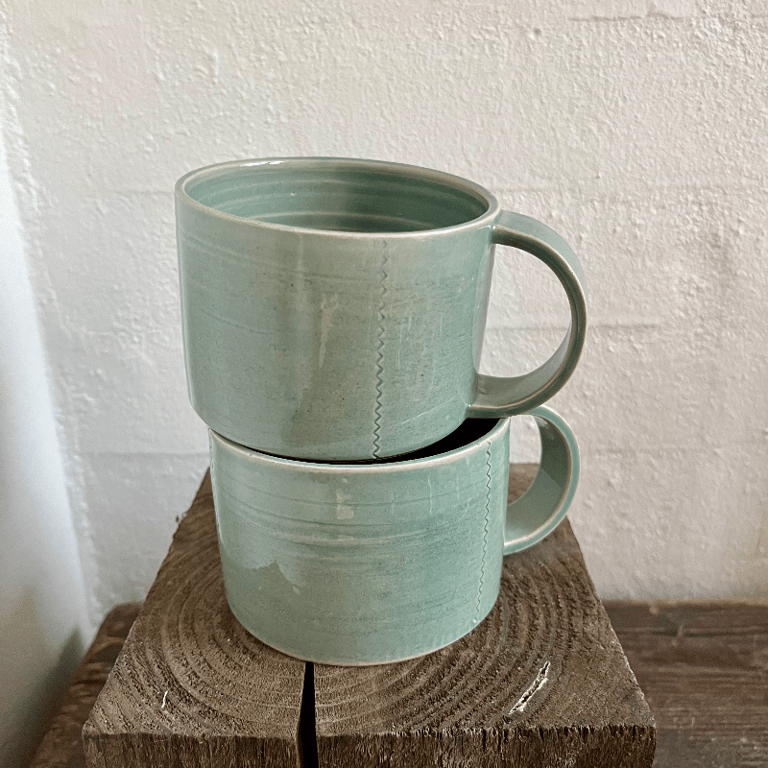 Kop med hank, lys himmelblå