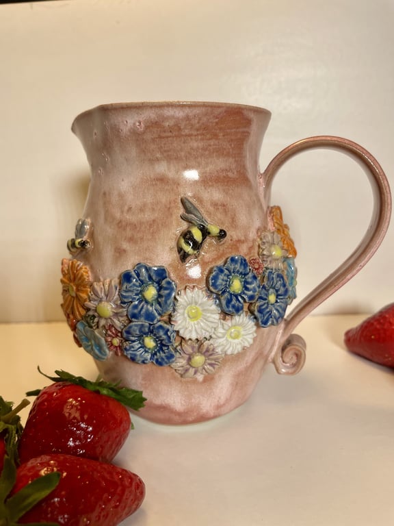 Keramik Kande - med blomster billede 2