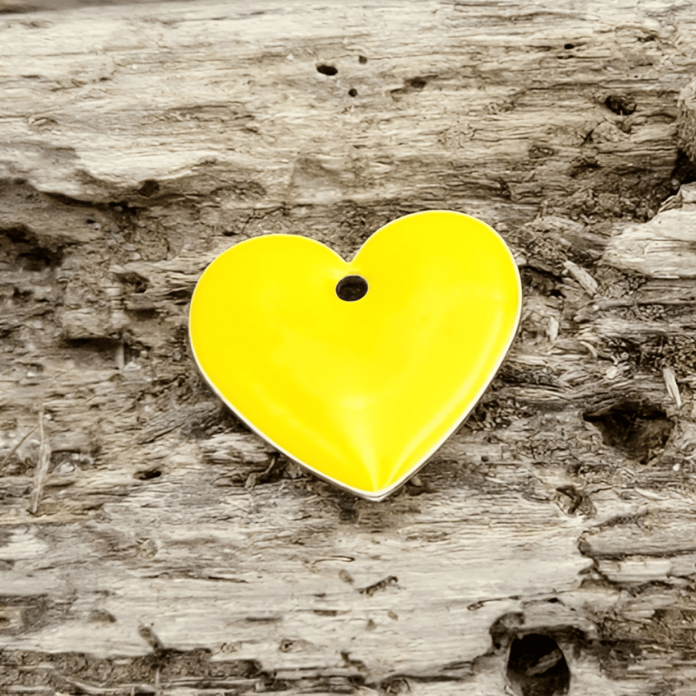 Emalje hjerter - store varm gule. billede 2