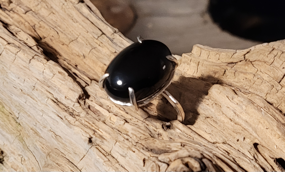 Sort onyx ring - str 56 billede 2