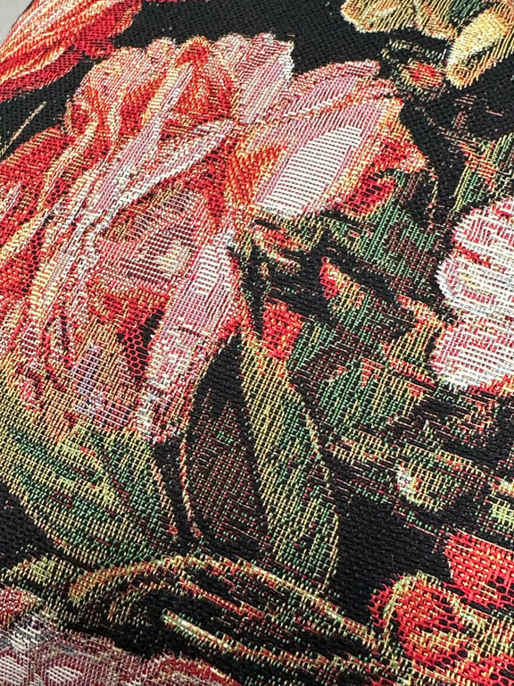 PUDE Gobelin sort bund med tulipaner  billede 4
