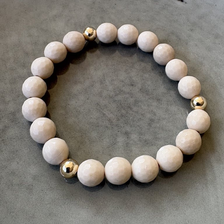 Hvid træ jaspis armbånd 8mm