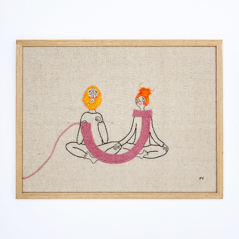 Hjertestrik – broderi 30 x 40 cm