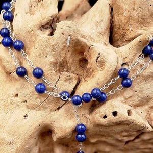 Lapis Lazuli sølv halskæde -110 cm. – produktbillede