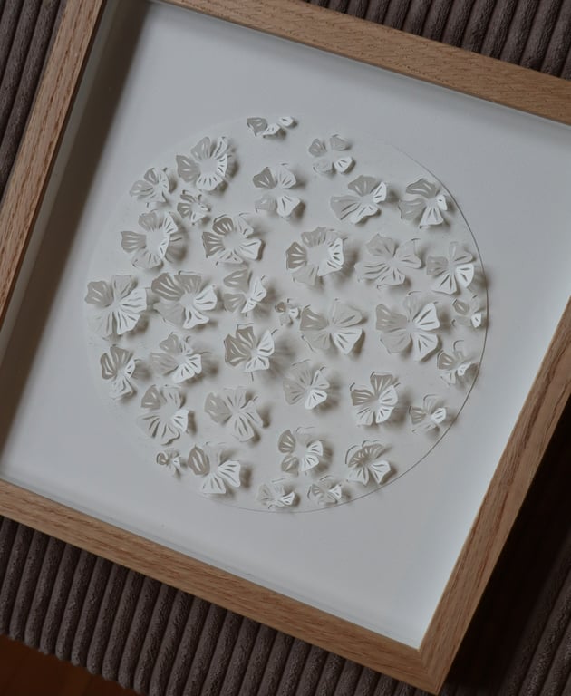 30x30cm, 3D papercut, hvid, indrammet  (3)
