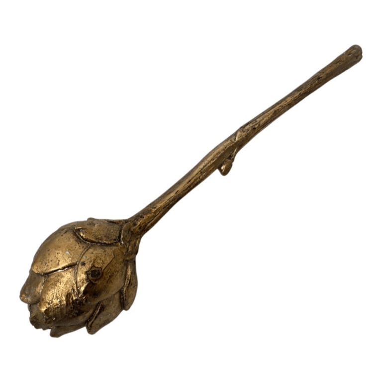 Bronzefarvet metalstok formet som en rose med langt skaft.